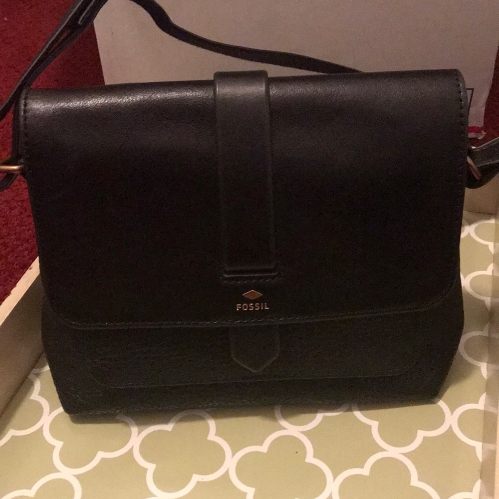 Fossil black leather crossbody